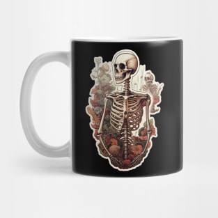 Vintage Skeleton With Flowers Mug